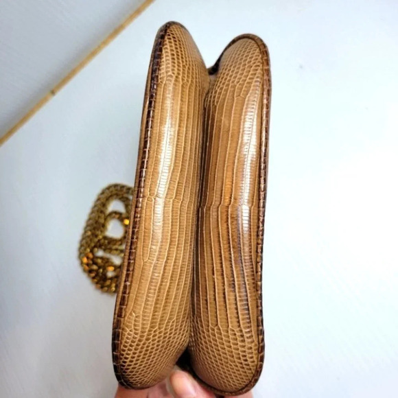GUCCI GG vintage brown lizard small mini flap shoulder crossbody bag cha… - Picture 8 of 12